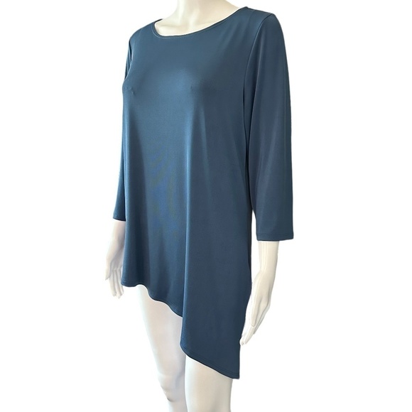 Easywear by Chico's Size 1/US 8/M Slinky Asymmetrical Work Travel Side slit Top - Picture 16 of 16